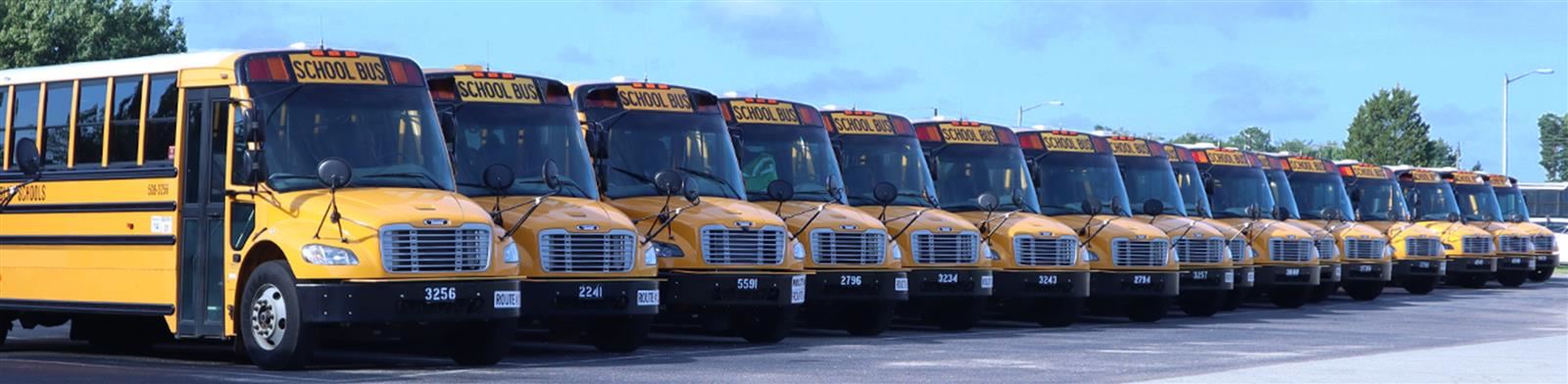 School buses at transportation headquarters